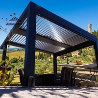 Auvent rétractable motorisé moderne Sweet Home 16x12 pieds, grand format, en aluminium, écologique, autoportant, avec protection UV et toit à persiennes