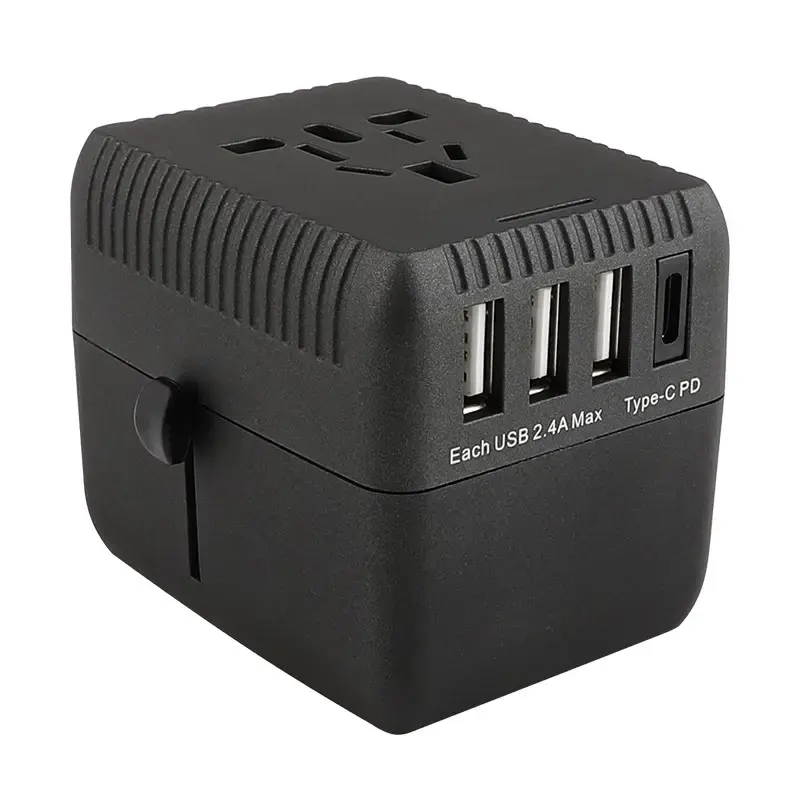 Oem Alles In Één Wereldwijd Ac Power Wandoplader Plug 3 Usb 1 Type-C Eu Uk Aus Asia Universele Internationale Hht528 Reisadapter