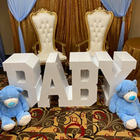 Table de lettres/chiffres pour bébé, table à gâteau pour baby shower, en métal blanc, 2,5 pieds, durable, pour les fournitures de fête d'anniversaire des enfants