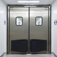 Porte battante commerciale en acier inoxydable résistante aux chocs à 180 degrés avec fenêtre de visualisation pour restaurant, cuisine, supermarché