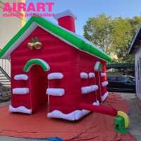 Maison gonflable de Noël de qualité commerciale avec cheminée, cloche dorée et neige, taille personnalisée, pour extérieur