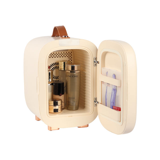 Hot Sale Beige Retro Design Portable LED Light Digital Display Beauty Fridge 5L Mini Cosmetic Makeup Refrigerator