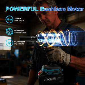 مفتاح ربط صدمي لاسلكي بدون فرش 21 فولت - أداة احترافية صناعية لإصلاح إطارات الشاحنات بعزم دوران أقصى 350 نيوتن متر تعمل ببطارية ليثيوم أيون - Product Image 6