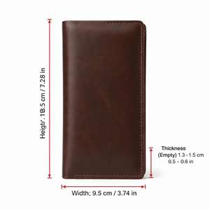 Portefeuille long en cuir véritable pour homme, style classique et fin, porte-cartes et porte-monnaie - Product Image 2