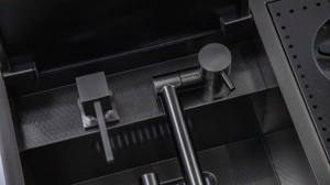 Fregadero moderno para exteriores Nano negro RV Bar de acero inoxidable 304 oculto multifunción inteligente de un solo cuenco portátil para acampar - Product Image 2