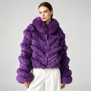 Nuovo Cappotto di Lusso Reversibile in <span class=keywords><strong>Vera</strong></span> <span class=keywords><strong>Pelliccia</strong></span> di <span class=keywords><strong>Volpe</strong></span> e Coniglio per Donna - Product Image 1