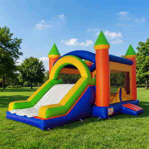 WINSUN Castillo Inflable Azul y Naranja con Tobogán, Trampolín, Certificado CE, PVC, Tamaño Personalizado, Resistente al Fuego, Fácil de Usar - Product Image 1