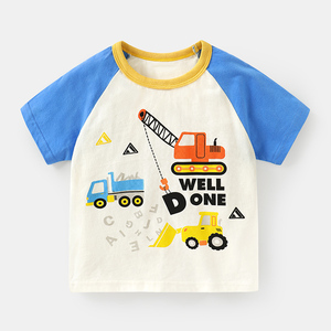เสื้อยืดลายการ์ตูนสำหรับเด็กผู้ชายเสื้อยืดลายปักลำลองสีสำหรับฤดูร้อน - Product Image 1