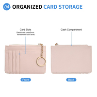 Dompet Kartu Kulit Ringan Bergaya, Dompet Kartu Kredit Kecil, Dompet Saku Depan Tipis, Tempat Kartu Kredit Wanita dengan Gantungan Kunci