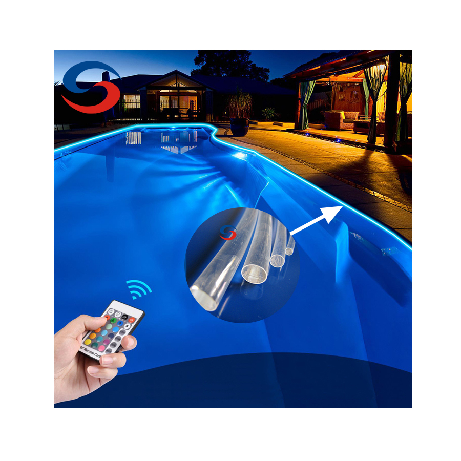 10mm RGB Waterproof Fiber Optic Cable for Pool Edge Decoration, IP68 Outdoor Side Glow Lighting