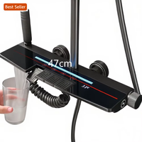 2025 Synchro Nouveau 47cm Extra Large Étagère Système De Douche Thermostatique Piano Robinet De Douche Ensemble avec Affichage Numérique Pluie Douche Peigne