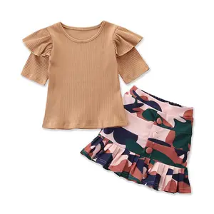 Yogodl63 — ensemble pour petite fille, T-Shirt à manches courtes, Camouflage, Mini jupe Cool, tenue, vêtements décontractés
