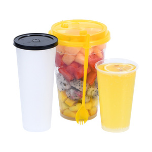 Vaso desechable para té con leche de 301-400 ml, plástico grueso con tapa a prueba de fugas para bebidas de fiesta - Product Image 4