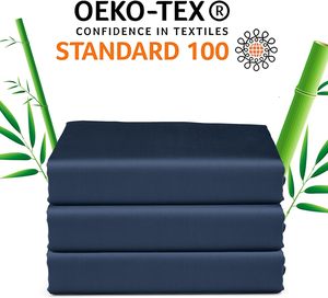 Custom Viscose <strong>Bamboo</strong> <strong>Sheet</strong> Set 300 Thread Count Deep Pocket Navy Blue Fitted <strong>Sheet</strong> Only Colorfast Soft Silky Breathable - Product Image 6