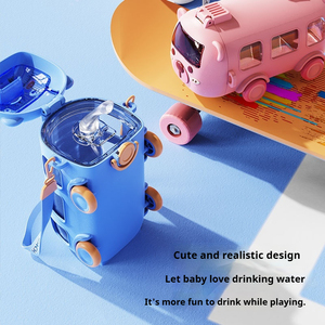Tazza d'acqua creativa per bambini con cannuccia, tazza in plastica portatile per esterni - Product Image 3