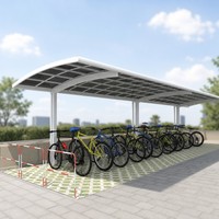Abri de vélo extérieur en aluminium avec toit en polycarbonate, abri de rangement imperméable pour vélos, pour jardin, cour, terrasse