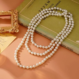 Shijia Pearl <b>Necklace</b> <b>Long</b> Imitation Pearl Multi Layer U Shape Fashion Sweater Chain For Women Autumn Winter Clothing Pendant - Product Image 4