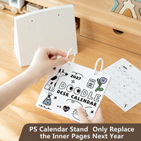 Calendrier de bureau Doodle 2027 avec reliure à anneaux, pages intérieures remplaçables, calendrier numérique pour la maison, le bureau et l'enregistrement des dates