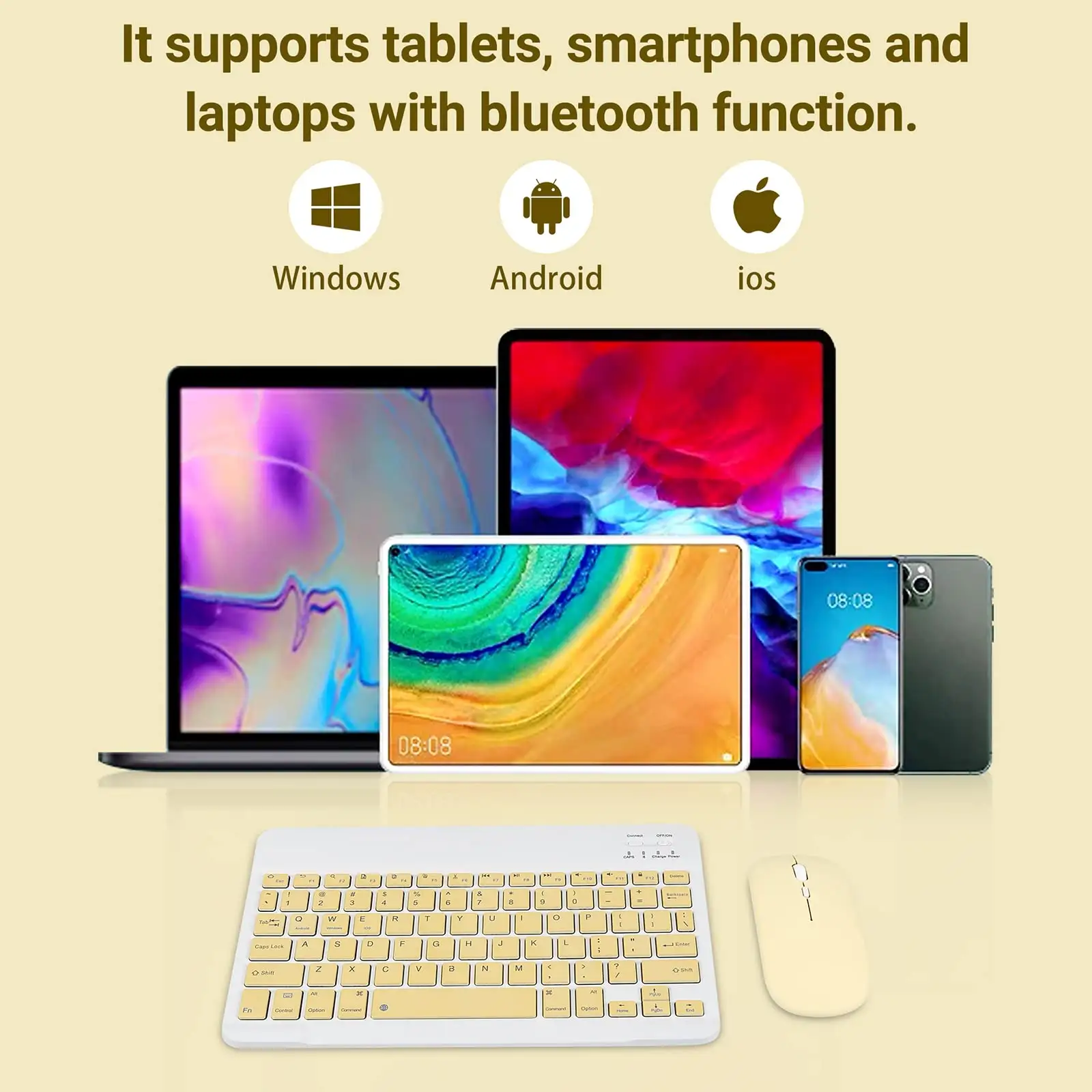 Mini rechargeable teclado y mouse bluetooth white keyboard and mouse combo wireless keyboard and mouse combo for tablets ios