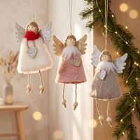 Ornements de Noël en peluche, ange avec ailes scintillantes, cœur, poupée suspendue, décoration pour arbre de Noël, décoration de la maison pour les fêtes