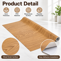 Selbstklebende PVC-Bodenbelagsrolle 4mm Holzoptik Abzieh- und Aufkleb-Bodenbelag für Zuhause Büro Gewerbliche Innenräume