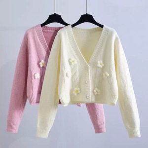 Sweter Luaran Wanita Model Longgar Tebal Bahan Jacquard Akrilik Musim Gugur Musim Dingin 2026 Gaya Korea Chic <span class=keywords><strong>Cardigan</strong></span> Rajut Model Santai - Product Image 3