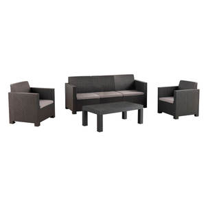 Set di mobili da giardino in plastica riciclata Belize Contemporary, divano a tre posti, due poltrone e tavolino da caffè. - Product Image 2
