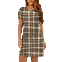 Dropshipping Vêtements Femmes Hawaii Palaka Casual Dresses Short Sleeve Mini Dress Custom Loose Lady Dress