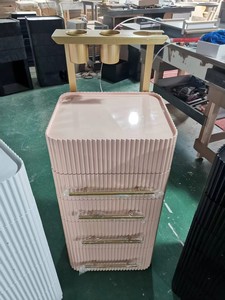 Carrello Portatile Nordic Cream Wood per Salone di <span class=keywords><strong>Bellezza</strong></span>, con Struttura in Metallo Dorato, Organizer per Parrucchieri e Estetisti, per <span class=keywords><strong>Saloni</strong></span> di <span class=keywords><strong>Bellezza</strong></span> e Unghie - Product Image 4