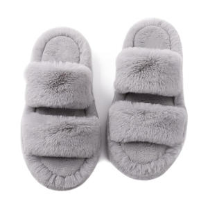 Soffici pantofole da donna in pelliccia sintetica comode <span class=keywords><strong>ciabatte</strong></span> a punta aperta a due fasce <span class=keywords><strong>con</strong></span> fodera in pile Sole pantofole sfocate <span class=keywords><strong>con</strong></span> plateau - Product Image 6