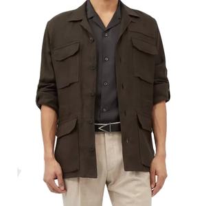 <span class=keywords><strong>Giacca</strong></span> da camicia nuova moda da <span class=keywords><strong>uomo</strong></span> in misto <span class=keywords><strong>lino</strong></span> di alta qualità su misura OEM - Product Image 1