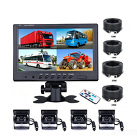 Kit de caméra de recul à vision nocturne infrarouge 4 pièces avec moniteur quadruple étanche IPS LED 9 pouces 12V-35V pour camions, bus et camping-cars
