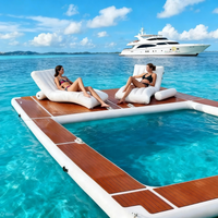 Plateforme flottante gonflable personnalisée pour piscine, quai pneumatique anti-méduse avec filet