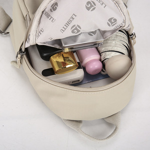 Mochila ligera de doble asa de color sólido para mujer, mochila de viaje de ocio con capacidad de 20L y bolsillo interior con cremallera - Product Image 4