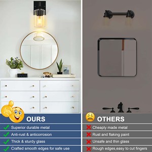 Luz <span class=keywords><strong>de</strong></span> espejo LED impermeable <span class=keywords><strong>de</strong></span> 1 luz, candelabro <span class=keywords><strong>de</strong></span> pared moderno <span class=keywords><strong>de</strong></span> cristal negro ajustable <span class=keywords><strong>para</strong></span> <span class=keywords><strong>baño</strong></span> y dormitorio - Product Image 4