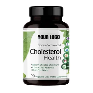 Capsule vegetali per la salute del colesterolo con CoQ10 niacina RYR-VA aglio cuore capsula di supporto circolatorio colesterolo