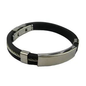 Promotion Make Your Own Rubber Stainless Steel Bangle Bracelet Engraved Custom Wristbands