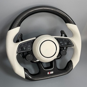 Volant <span class=keywords><strong>sport</strong></span> avec cuir blanc et fibre de carbone, équipé d'un bouton de commande LCD, compatible avec les séries <span class=keywords><strong>Audi</strong></span> <span class=keywords><strong>A1</strong></span>-A8, Q3-Q8, TT et R8 - Product Image 6
