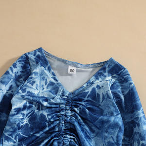 1-6y moda de verano niños niñas 2 uds conjuntos de ropa Tie-dye impreso manga larga vendaje camisetas + Pantalones ropa - Product Image 3