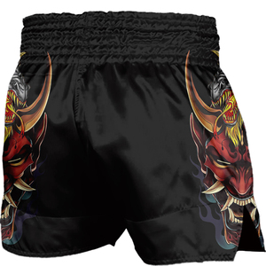 Pantalones Cortos de Muay <span class=keywords><strong>Thai</strong></span> Sublimados con Logotipo Personalizado Profesional, Diseño de Dragón Oni en Satén, para Entrenamiento y Competición - Product Image 2