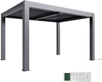 Pergola rétractable électrique 10x13, pergola motorisée à lames orientables en aluminium, 2 lames réglables indépendantes