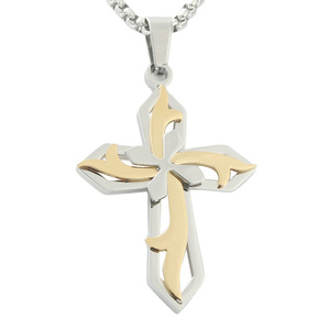 <b>Cross</b> Pendant Necklace Stainless Steel Unisex Geometric Hollow Design 12097 - Product Image 1