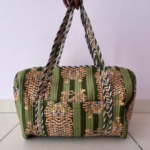 Large Durable Lightweight Quilted Cotton Weekender Bag Zipper Eco-Friendly Handmade Travel Tote Custom <b>Overnight</b> <b>Holdall</b> Gift - Product Image 2