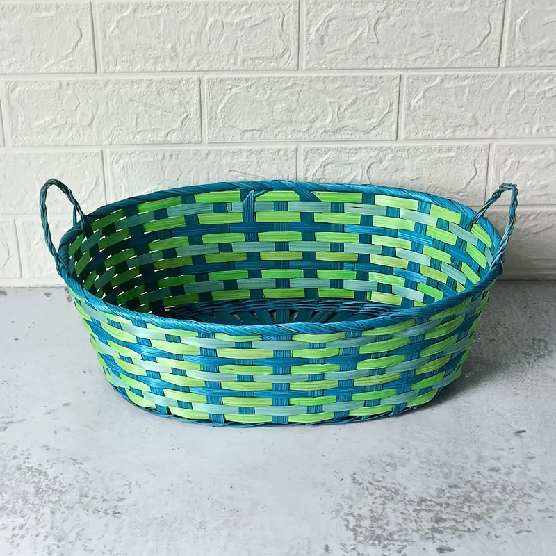 New Bamboo Gift Basket Multi Colorful Round Storage Basket Custom Decorative Basket For Easter Christmas Holiday