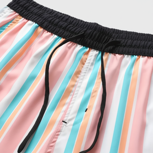 กางเกงขาสั้นชายหาดสำหรับผู้ชายอินเทรนด์ลำลองผ้าฝ้ายลายสก็อตหลากสีเป็นมิตรต่อสิ่งแวดล้อมพร้อมเชือกผูก - Product Image 1