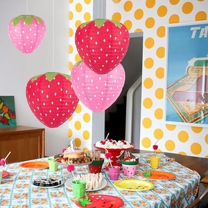 3D Strawberry Paper Lantern Fruit Themed Party Decorations Birthday Baby Shower Sweet Weeding Hanging <strong>Ornaments</strong> <strong>Red</strong> Pink - Product Image 6