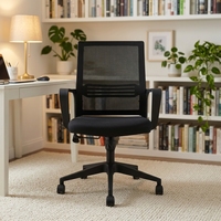 Chaise de bureau respirante à dossier moyen en maille perforée avec base pivotante, chaise de travail pour employés pour commande en gros