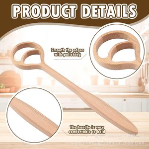 Batteur à pâte en bois à 2 trous, mélangeur manuel pour gâteaux et pâtisseries, outil de cuisine pour la pâtisserie - Product Image 5