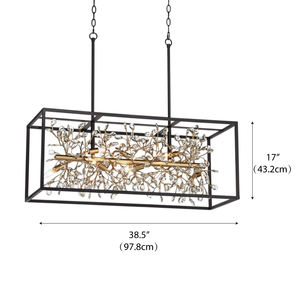 Luminaire suspendu moderne pour îlot de cuisine, salle à manger, décoration, fer noir, cristal, luminaire rectangulaire, Possini Euro Carrine, lustre - Product Image 6