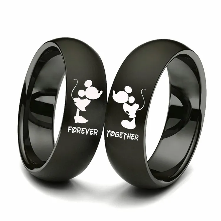 Forever Together Anéis De Casamento para Mulheres Homens Cor Preta Casal Promise Band Alliance Bijoux